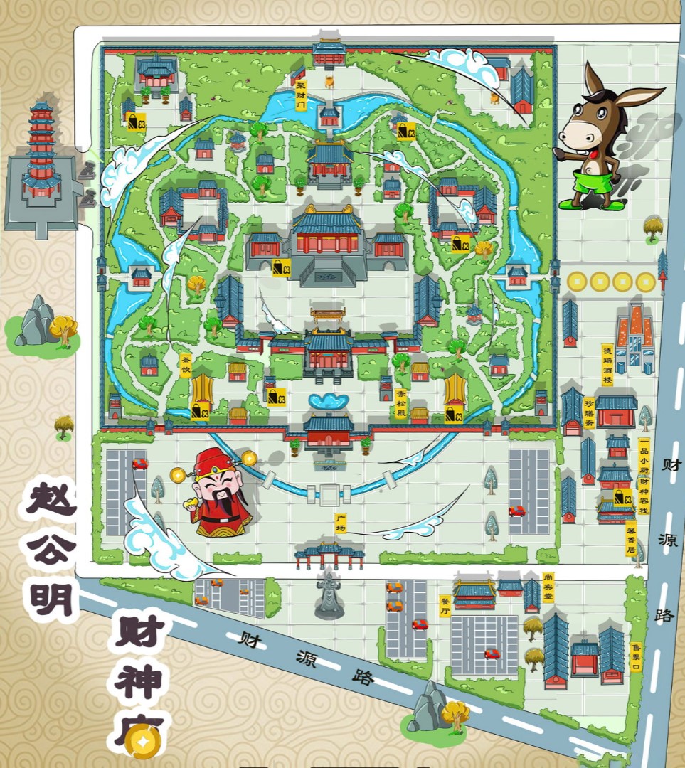 淮北寺庙类手绘地图